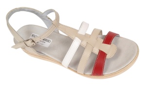 Oferta Sandale dama din piele naturala de 5 cm Bej Rosu Alb - LS12RBA - Img 2
