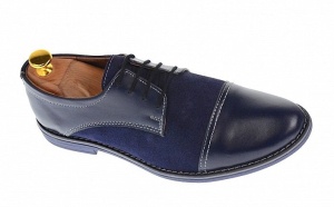 Pantofi barbati casual din piele naturala bleumarin 858BLM - Img 2
