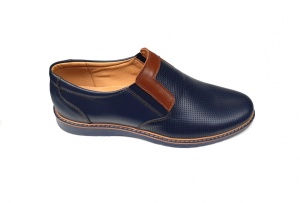 Pantofi barbati casual, din piele naturala, bleumarin, CIUCALETI SHOES - MARIOEBLUE - Img 2