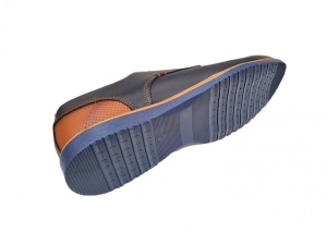Pantofi barbati casual din piele naturala bleumarin cu maro, CIUCALETI SHOES - Img 2