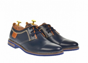 Pantofi barbati casual din piele naturala bleumarin si maro - 501MBLM - Img 5