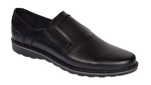 Pantofi barbati casual din piele naturala cu elastic negru GKRSPORTELN