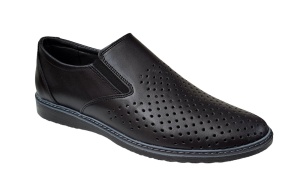 Pantofi barbati casual din piele naturala cu perforatii Negru GKR507N - Img 5