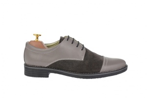 Pantofi barbati casual din piele naturala, culoare gri, PAGG - Img 4