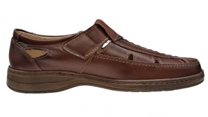 Pantofi barbati casual din piele naturala, decupati, cu scai, calapod lat - GKR24M - Img 4