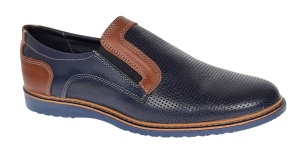 Pantofi barbati casual din piele naturala - Model bleumarin cu maro - GKR332EBL - Img 6