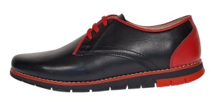 Pantofi barbati casual din piele naturala Negru si Rosu Marimea 40 - Img 4