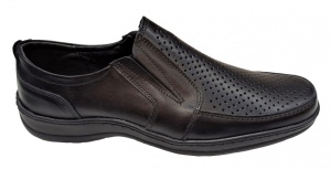 Pantofi barbati casual din piele naturala, perforati, cu elastic, calapod lat - GKR23N - Img 3