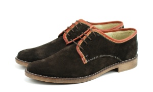 Pantofi barbati casual - eleganti din piele naturala intoarsa maro - PA80MMVEL
