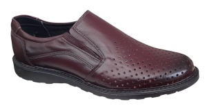 Pantofi barbati casual perforati din piele naturala 506 Visiniu - Img 2