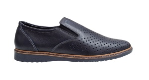 Pantofi barbati casual perforati din piele naturala Bleumarin - GKR506BL - Img 5