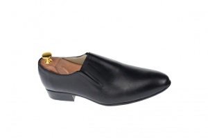 Pantofi barbati cu elastic, eleganti din piele naturala neagra - NIC5EL