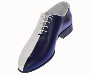 Pantofi barbati de ceremonie din piele naturala doua culori Alb si Bleumarin MOD1ALBBL - Img 3