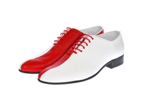 Pantofi barbati de ceremonie din piele naturala doua culori MOD1ROSUALB - Img 2