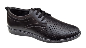Pantofi barbati din piele naturala - Model Sport Casual Perforat Negru 129N - Img 5