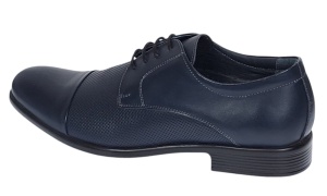Pantofi barbati eleganti din piele naturala bleumarin inchis - 8305BLUE - Img 7