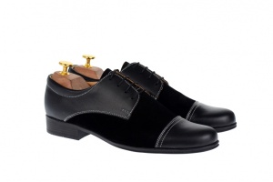 Pantofi barbati eleganti din piele naturala combinata, culoare neagra, P34N2N - Img 2