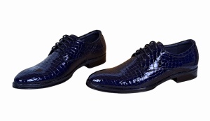 Pantofi barbati eleganti din piele naturala, Croco, bleumarin inchis, LAC, TESTCROCOBL - Img 3