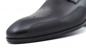 Pantofi barbati eleganti din piele naturala cu siret SIR015 Negru - Img 2