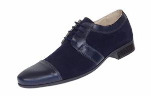 Pantofi barbati eleganti din piele naturala intoarsa cu piele box Bleumarin 1006BLM - Img 6