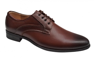 Pantofi barbati eleganti din piele naturala matritata maro GKR12M - Img 3
