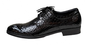 Pantofi barbati office, eleganti din piele naturala, Croco, Negru, LAC, TEST61NC - Img 2