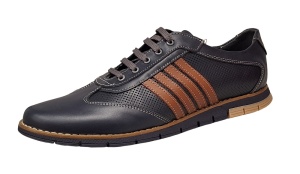 Pantofi barbati sport din piele naturala , Bleumarin, Maro - GKR92BLM - Img 3