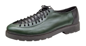 Pantofi casual dama din piele naturala - Model Verde cu Negru PDGINAV - Img 2