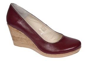 Pantofi dama casual din piele naturala box cu platforma de 7 cm MARA Visiniu - Img 4
