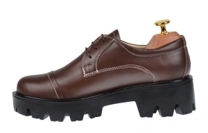 Pantofi dama casual din piele naturala cu platforme inalte Maro - P11M - Img 3