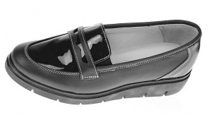 Pantofi dama casual din piele naturala, foarte comozi, negru box cu lac - P105NBLA - Img 5