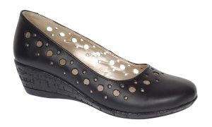 Pantofi dama, casual, din piele naturala negru box, cu platforma de 5 cm - MALTAN