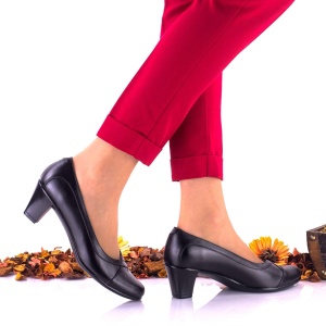 Pantofi dama casual negri din piele naturala - NA122N - Img 2