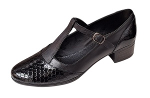 Pantofi dama cu bareta pentru dans Negru din piele naturala Croco P18CTCRN - Img 5