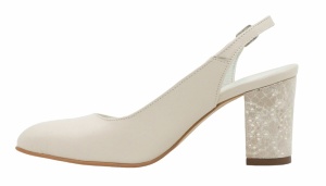 Pantofi dama decupati Bej cu toc auriu de 8 cm NA101AUBP - Img 2