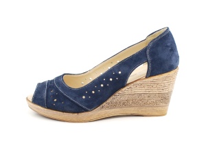 Pantofi dama decupati din piele naturala intoarsa - Bleumarin S1047BLUE - Img 4