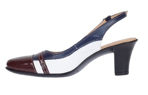 Pantofi dama decupati din piele naturala visiniu alb bleumarin - S301VABL - Img 4
