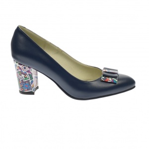 Pantofi dama din piele naturala, bleumarin, toc 7cm - NAA41BLM - Img 3