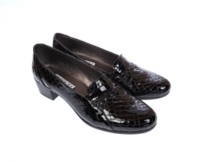 Pantofi dama, din piele naturala, croco lac, cu toc de 5cm, P18NCR - Img 2