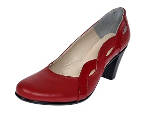 Pantofi dama din piele naturala cu toc de 7cm Katty Rosu P134233RL - Img 2