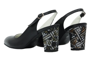 Pantofi dama eleganti decupati nud cu toc floral , 6 cm - NA101N-P + CARO - Img 5