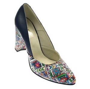 Pantofi dama eleganti din piele naturala bleumarin cu imprimeu, toc 9 cm NAA8BOXCOLOR - Img 3