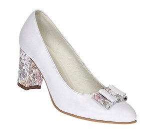 Pantofi dama eleganti din piele naturala box toc 7cm, Alb A41APF