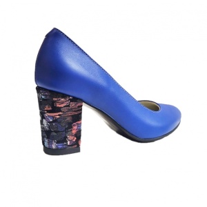 Pantofi eleganti dama, albastri, din piele naturala box, toc 6 cm - NA87A2 - Img 3