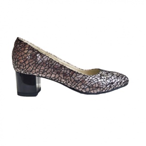 Pantofi eleganti dama, mozaic metalic , din piele naturala box, toc 5 cm - NA74MM - Img 2