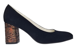 Pantofi eleganti dama negri din piele intoarsa toc aramiu 7cm - NA97N - Img 6