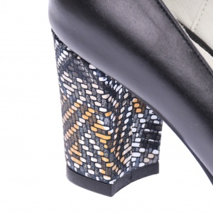 Pantofi eleganti dama, negri, din piele naturala box, toc 6 cm - NA41NEGRU - Img 4