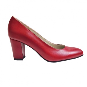 Pantofi eleganti dama, rosii, din piele naturala box, toc 6 cm - NA87R2 - Img 3