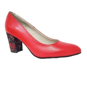 Pantofi eleganti dama, rosii, din piele naturala box, toc 6 cm - NA87ROSU - Img 2