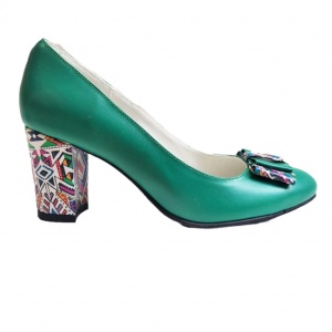 Pantofi eleganti dama, verzi, mozaic, din piele naturala box, toc 6 cm - NA41V - Img 4